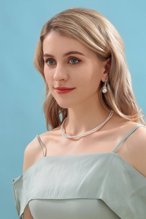 12-13mm Freshwater Pearl & Vintage Bowknot Drop Earrings - House Of Pearls